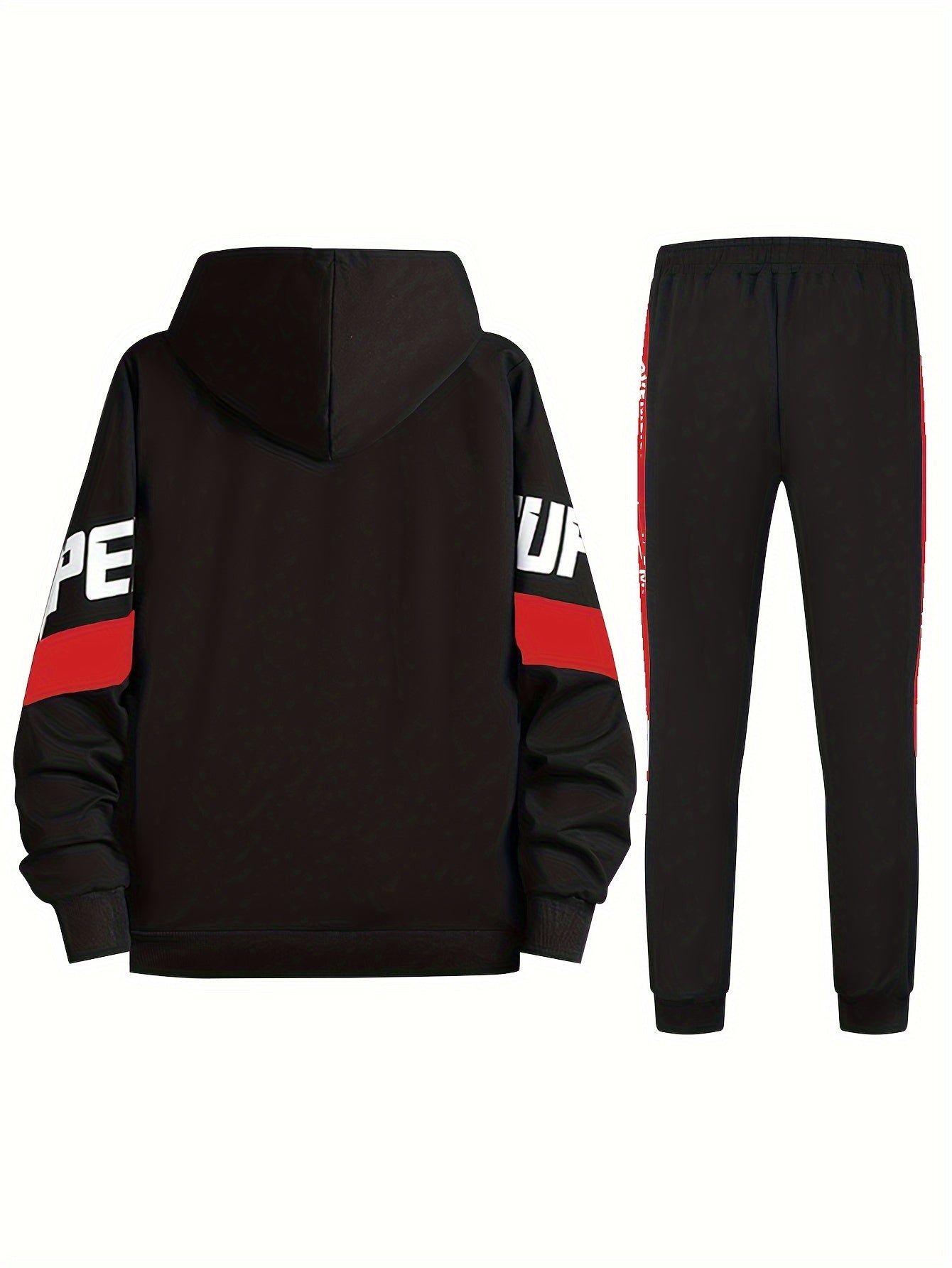 Classic Men's Athletic 2Pcs Tracksuit Set Casual Full-Zip Sweatsuits Long Sleeve Hoodie And Jogging Pants Set For Gym Workout Running