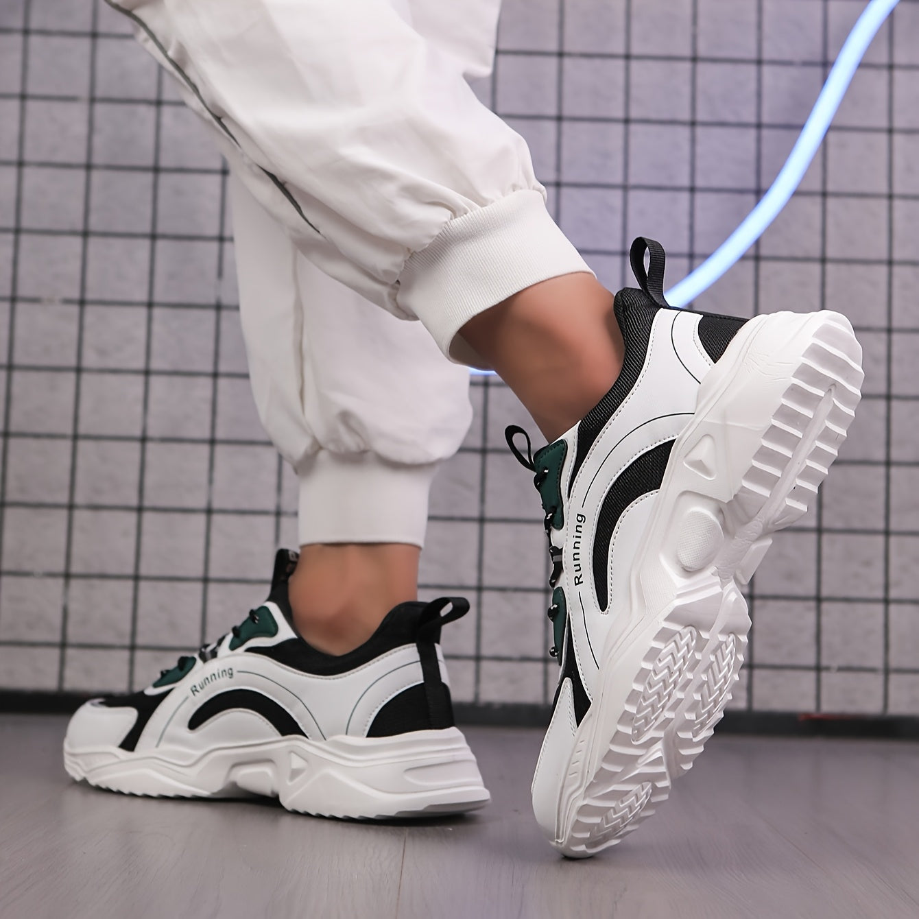 Men'S Casual Sports Sneakers - Stylish Black & White, Lightweight & Comfortable Running Shoes for All Seasons, Lace-Up Design, Allseason Sneakers | Stylish Casual Shoes | Comfortable Footwear