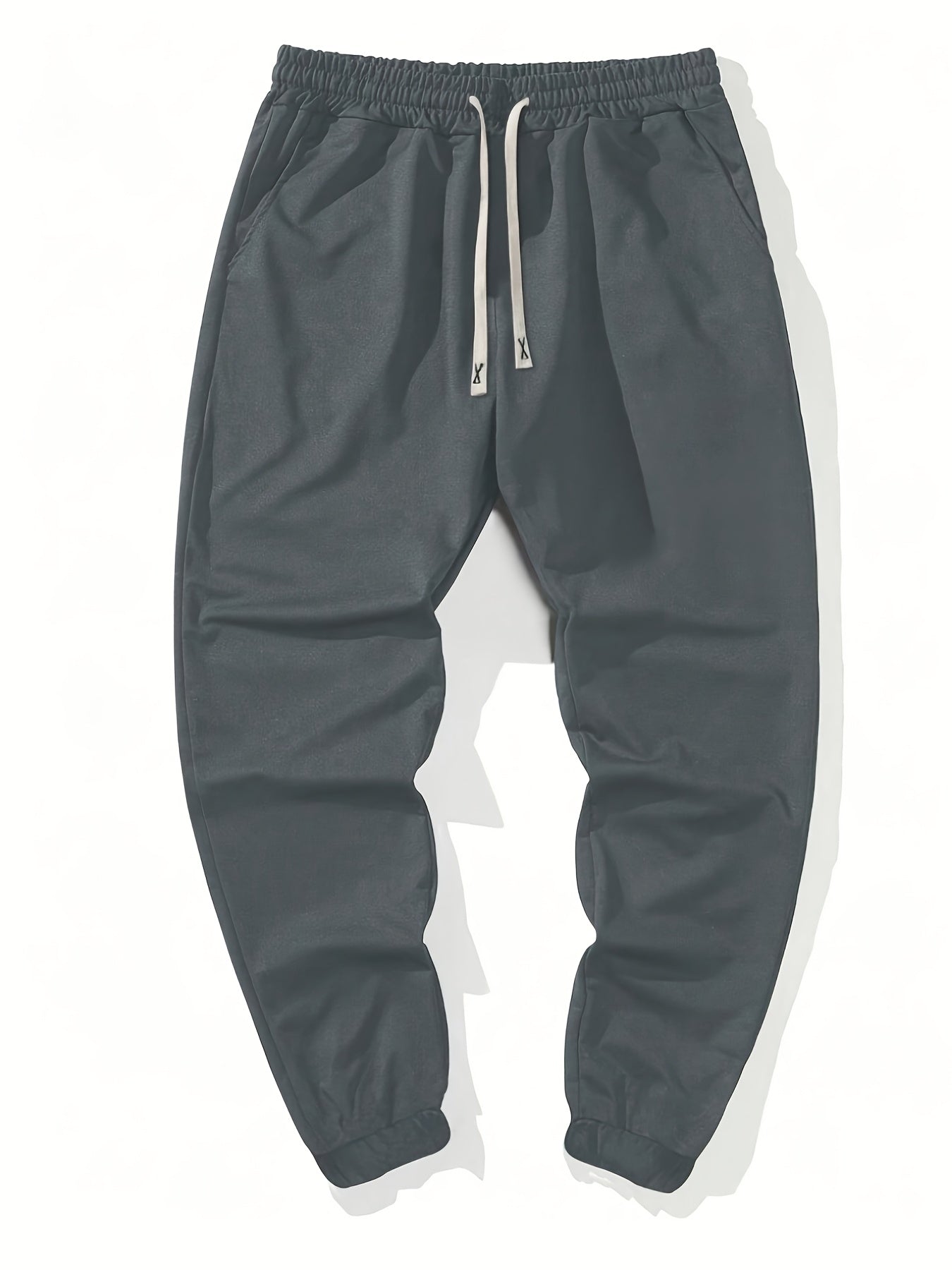 1set Men'S Casual Sports Suit, Polyester Hooded Sweatshirt and Jogger Pants Set, Solid Color, Elastic Waist, Cuffed Ankles, Knit Pullover with Pockets, Regular Fit for Outdoor Running and Jogging - Spring/Autumn Collection