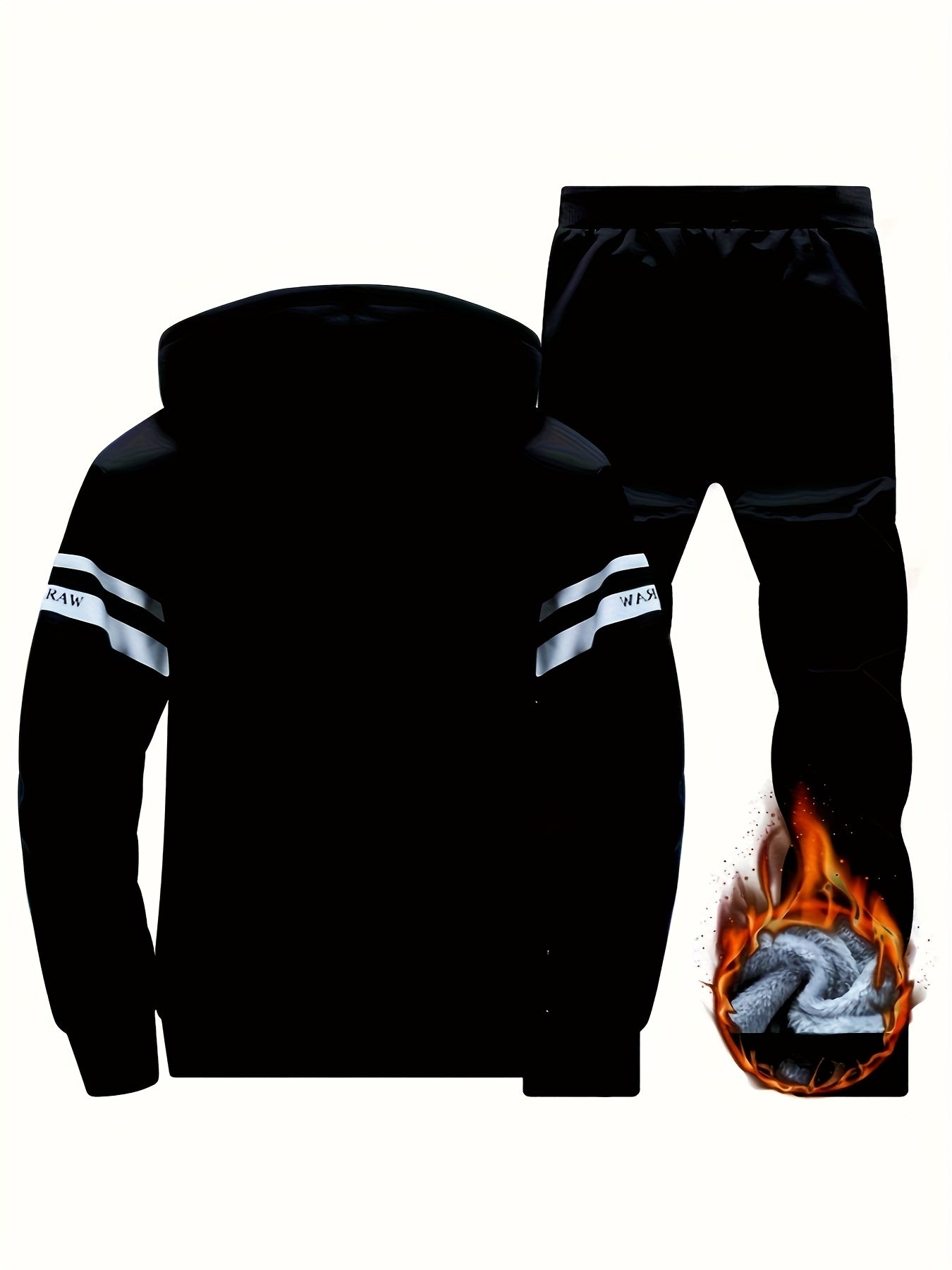 Autumn and Winter Men'S Sports Casual Suit, Men'S Velvet Thickened Sports Suit, Hooded Opening Fitness Suit, Warm Home Suit, Two-piece Set