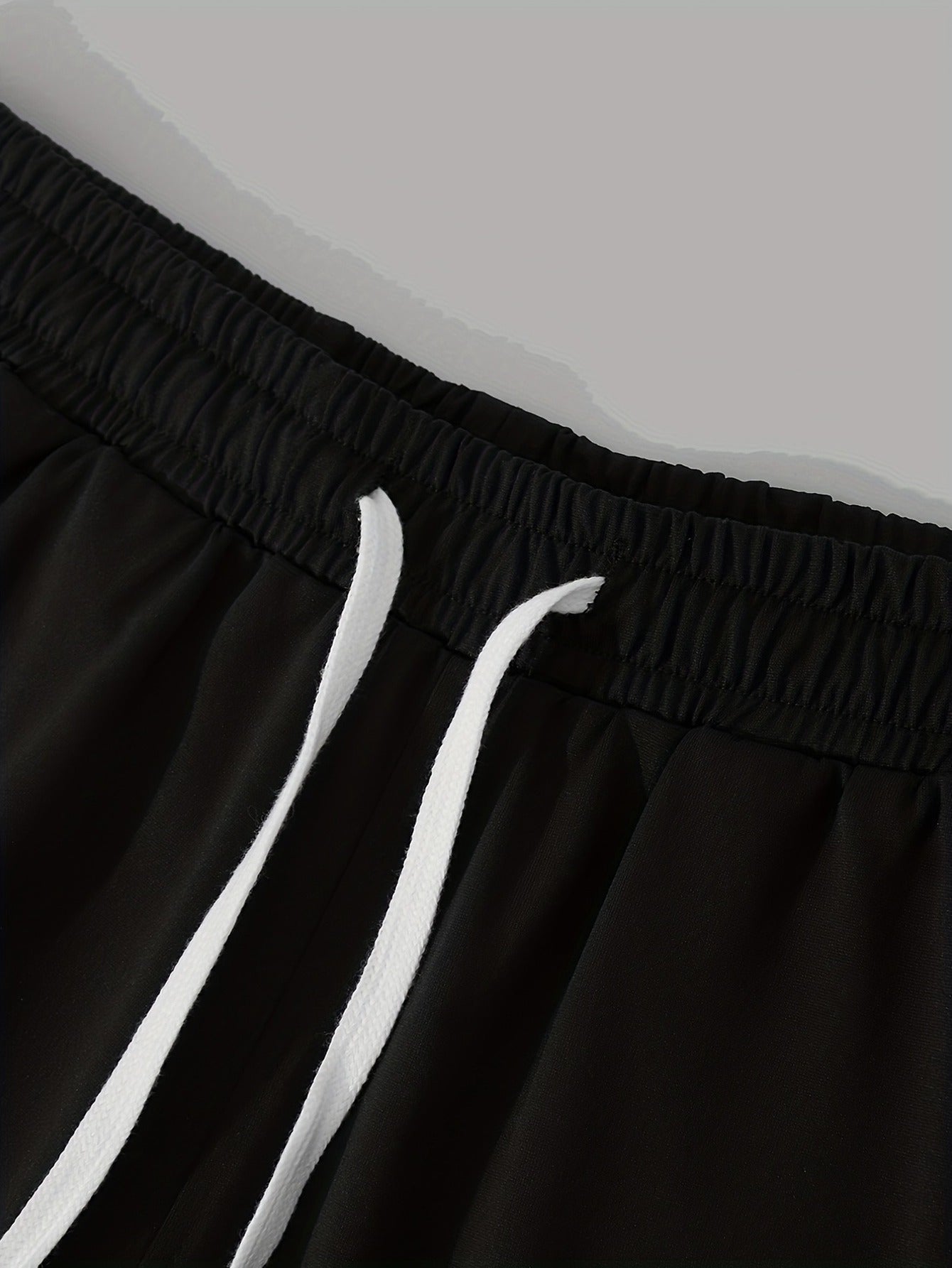 Men'S Summer Casual Sport Two-Piece Set - LADA Letter Pattern Print T-Shirt and Black Drawstring Shorts, Casual Sportswear, Regular Fit - Perfect for Summer Outdoor