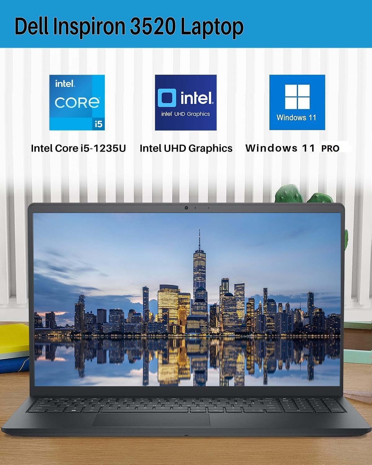 Dell Inspiron 15 3520 Laptop for Business, with Office Pro Lifetime License, 15.6" FHD+ Touch Screen, Intel 10-Core I5-1235U, 32 GB RAM, 1 TB SSD, Windows 11 Pro, Wi-Fi 6, W/Jawfoal Accessories