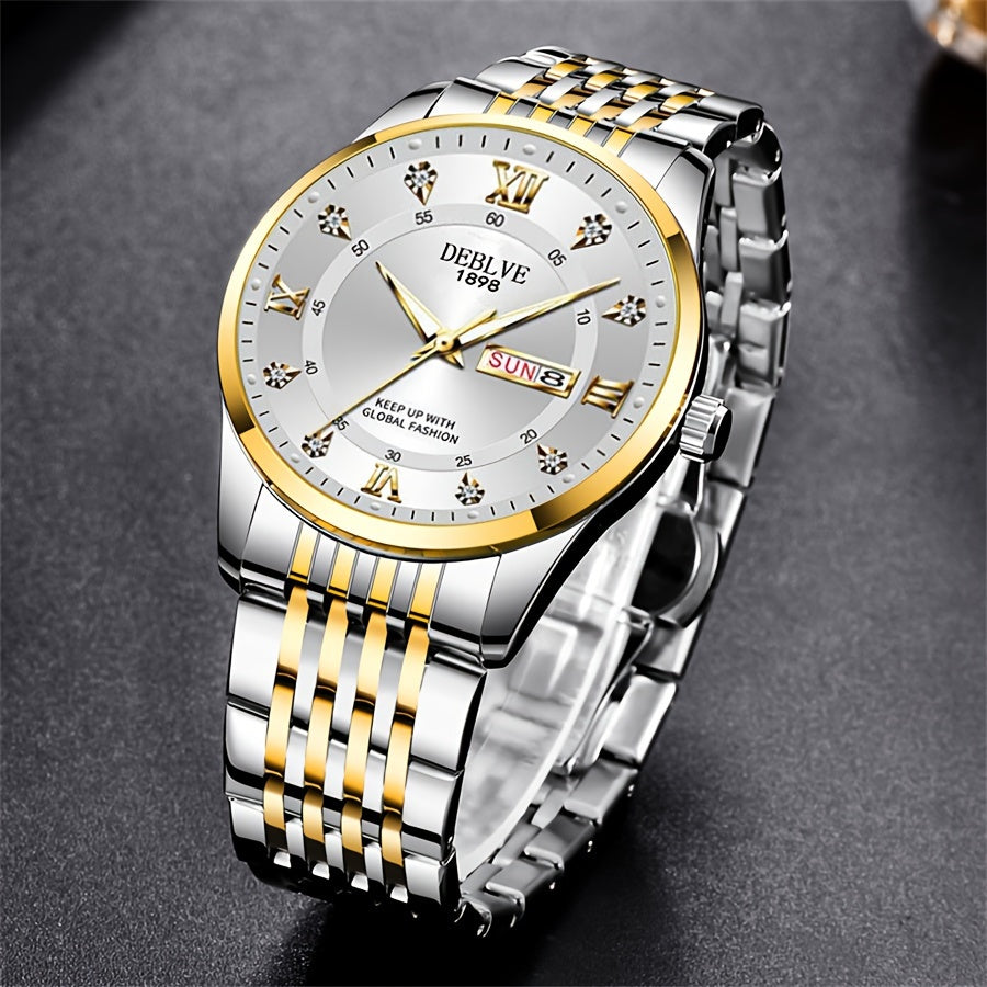 An Ideal Choice For A Birthday Gift, Holiday Gift, Or Gift For A Brand Luxury Night Light Sports Leisure Travel Business Electronic Movement Automatic Commercial Watch, With A New Stainless Steel Strap Men's Quartz Watch Date