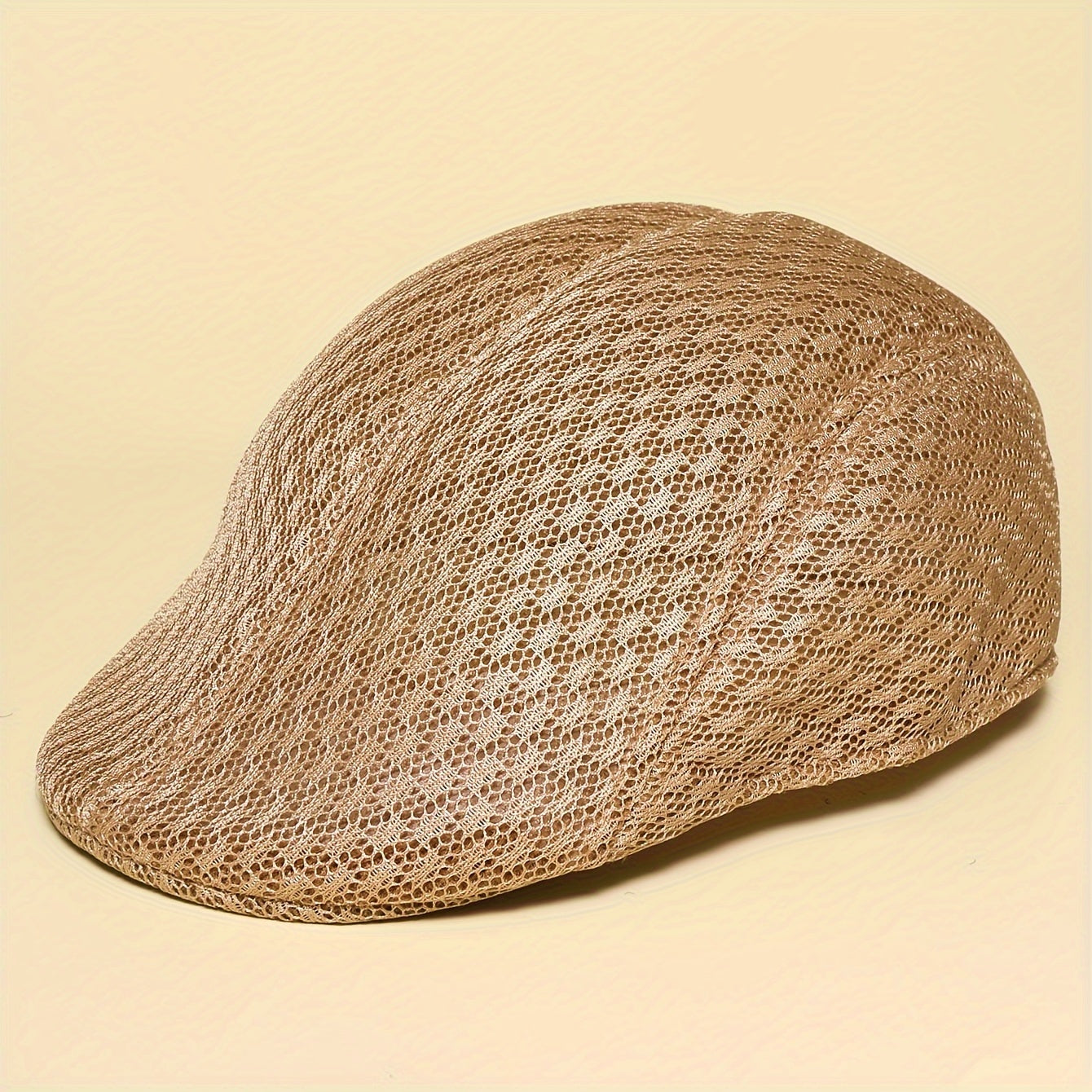 Lightweight Breathable Mesh Beret Hat - Adjustable, Solid Black, Funky Style Polyester Painter Cap for Outdoor Activities