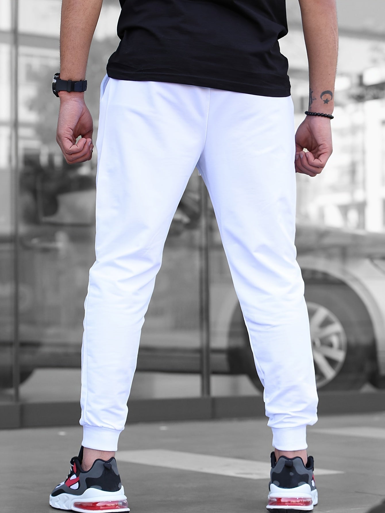 Men's Solid Color Jogger Sports Pants With Drawstrings, Casual Lightweight And Breathable Running Fitness Slim Pants Outdoor Trousers