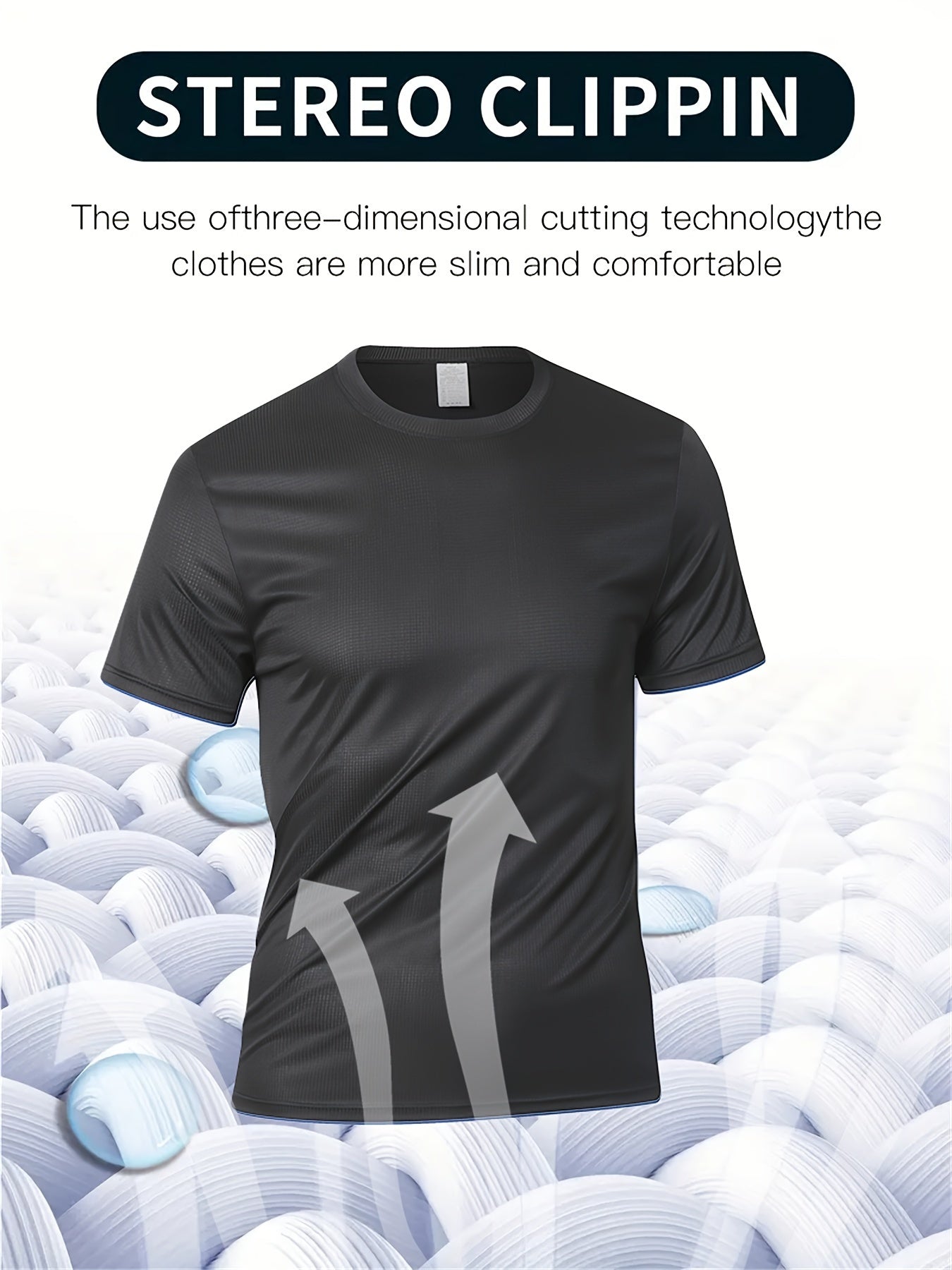 Men's Lightweight Sports T-Shirt - 100% Polyester, Moisture-Wicking, Breathable, Smooth Fabric, Round Neck, Short Sleeve, for Sports, Training, Casual, Party, Beach, Night Out - Unisex-Adult