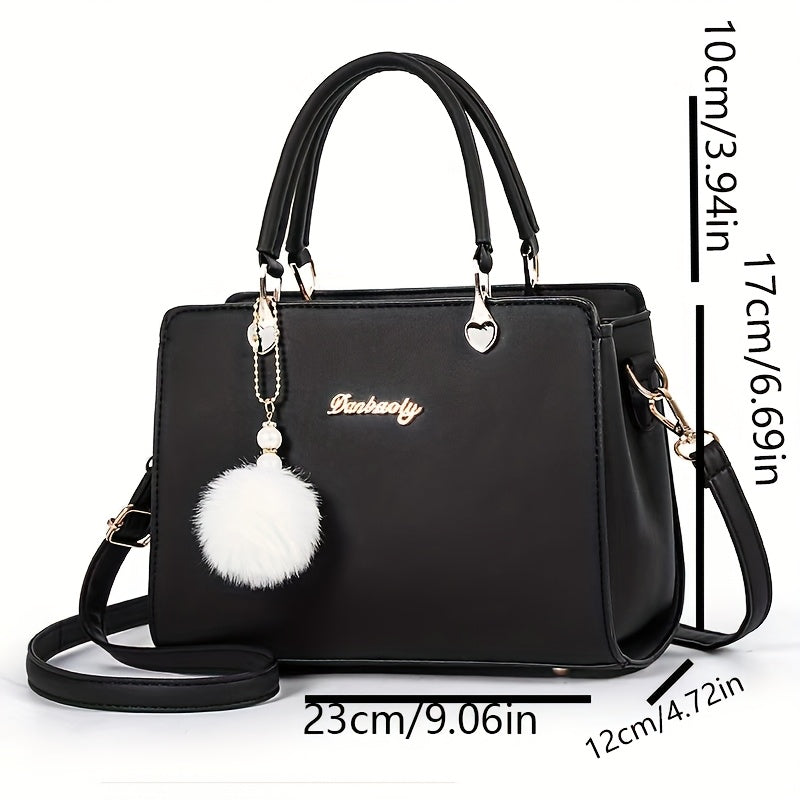 Elegant Black Tote Bag for Women - Large Capacity, Versatile with Detachable Strap, Smooth Finish, Perfect for Work & Casual Outings