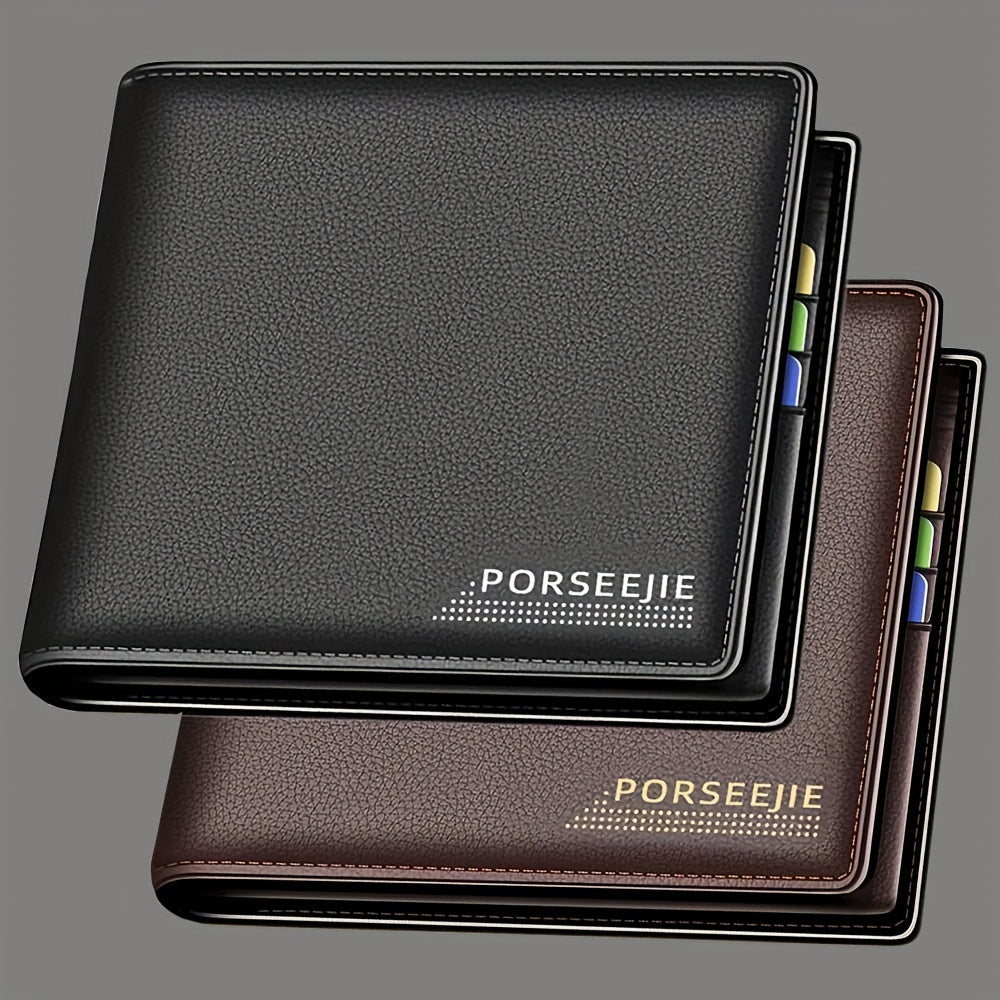 Men's PU Leather Wallet with Coin Pouch, Casual Style, Large Capacity, Ideal for Travel and Gifts - 1 Piece