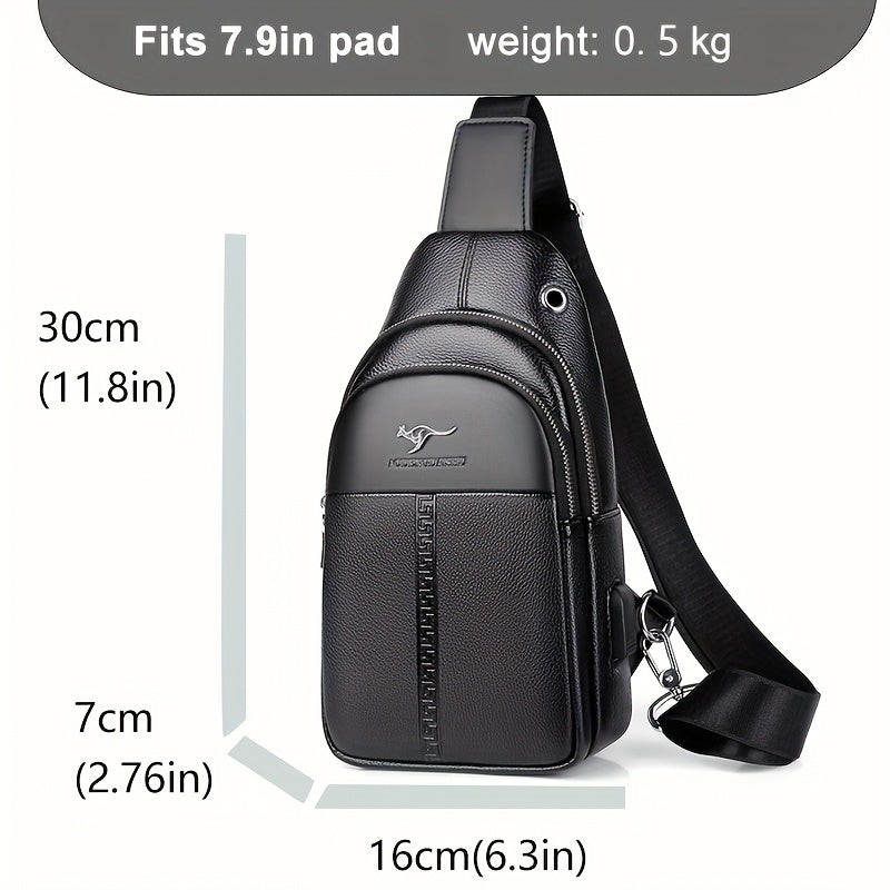 Men's Chest Bag Crossbody Shoulder Bag Small Fanny Pack Fashion Casual PU Leather Men's Satchel