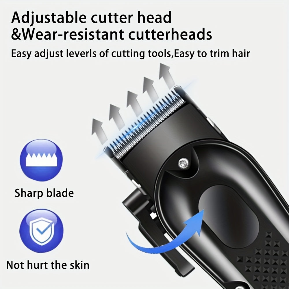 USB Rechargeable Electric Hair Clippers | Professional Home Barber | Portable Hair Trimmer | Black Design | Stylish Hair Cutting Tool | Modern Hair Clipper | Compact Hair Trimmer