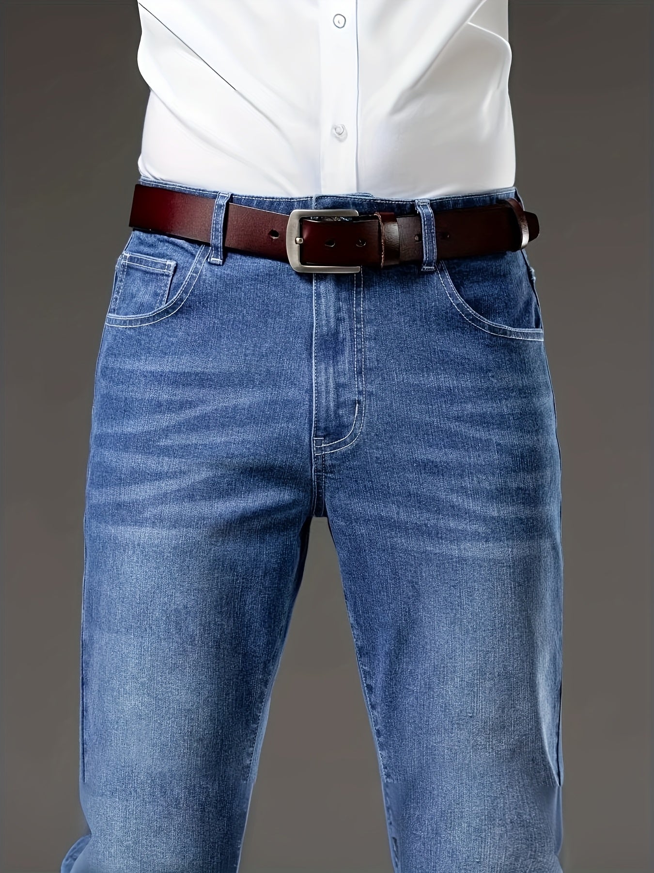 New Autumn Lightweight Business Casual Men'S Jeans, Stylish Slim-Fit Long Pants with Elastic Fabric.
