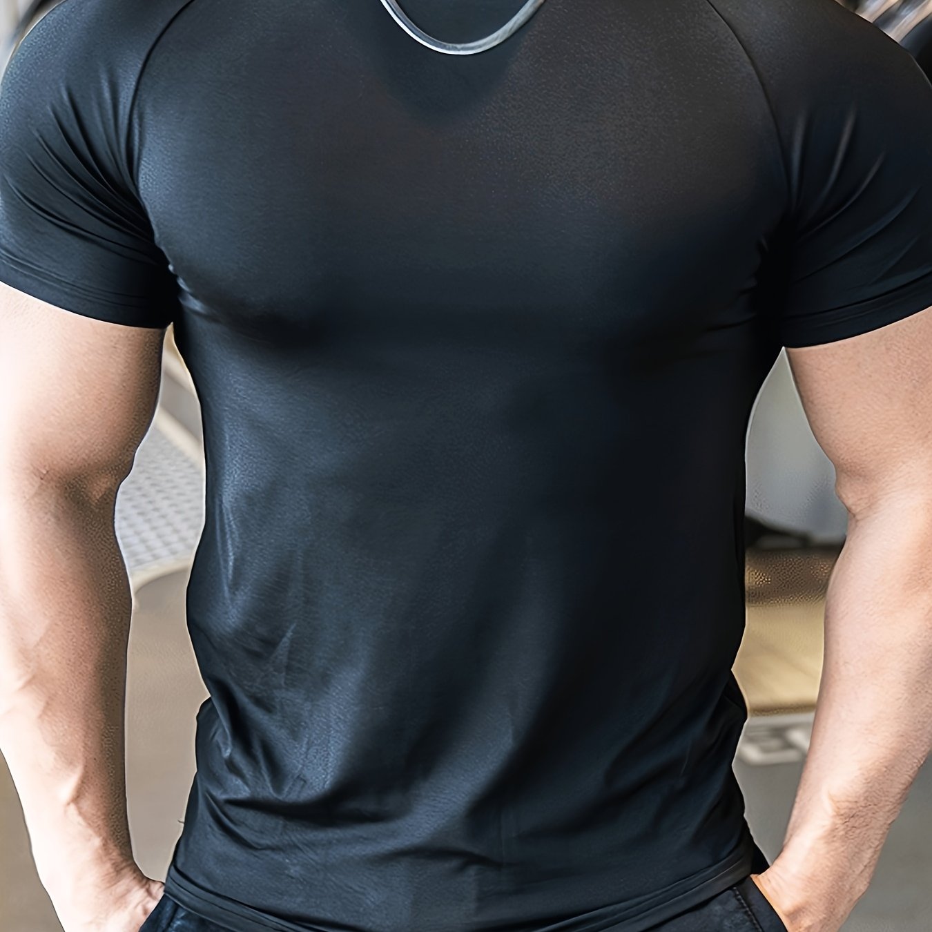 Men'S Slim-Fit Quick-Dry Athletic T-Shirt - Breathable, Stretchy, Solid Color Crew Neck Tee for Gym, Casual Summer Wear, Gym Apparel | Trendy Men'S Tee | Quickdry Materia