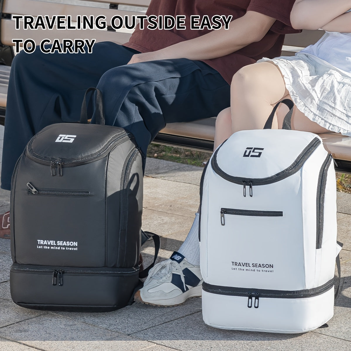 TRAVEL SEASON Large Capacity Sports Backpack - Durable Polyester, Wet/Dry Separation, Multi-Compartment Gym Tote Bag for Men and Women, Travel Backpack