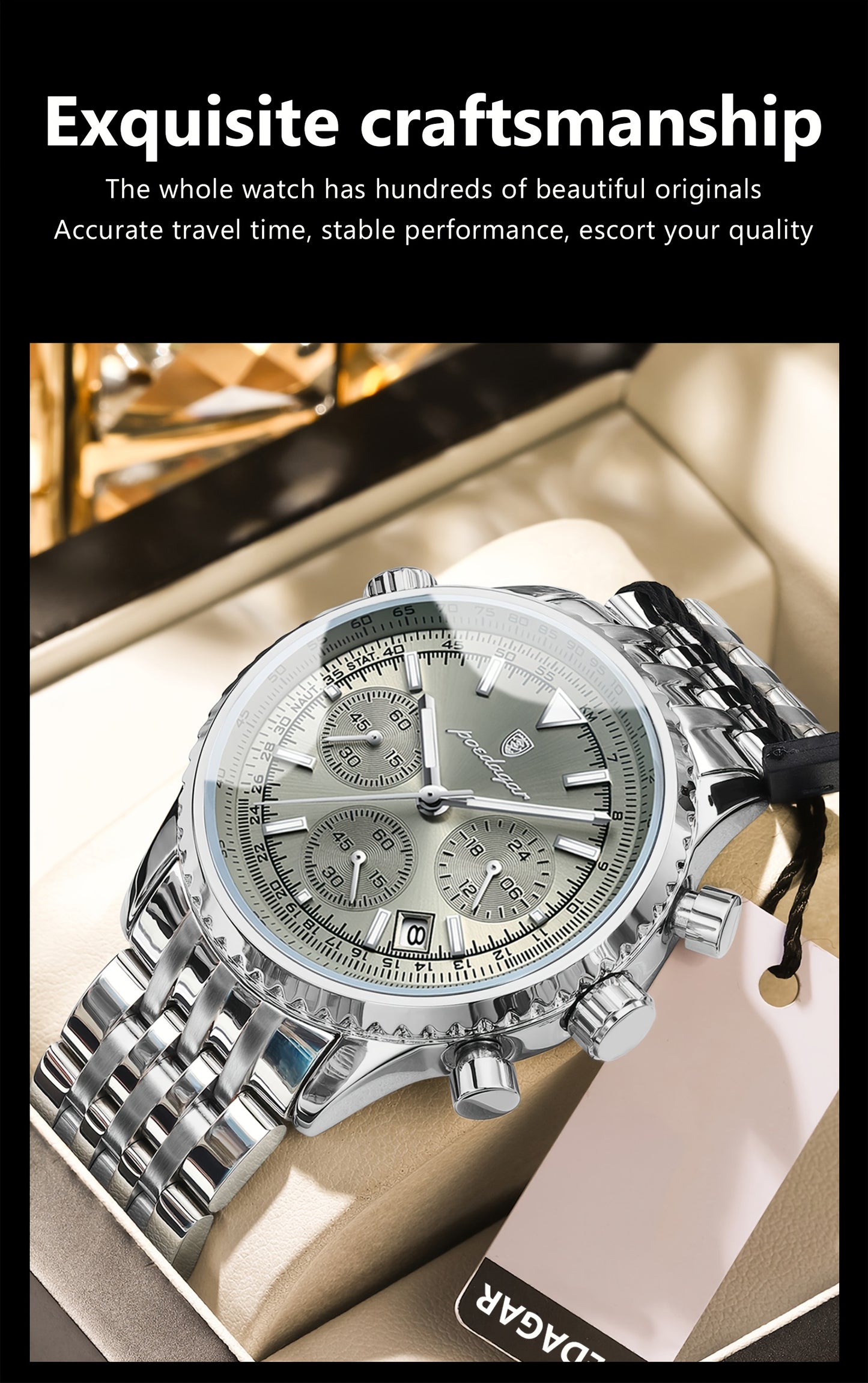 POEDAGAR New waterproof luminous calendar stainless steel ultra-thin Men's watch fashion students Korean business luxury youth chronograph quartz wristwatch., Perfect for Thanksgiving