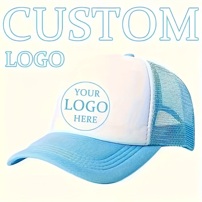 Custom Logo Trucker Hat - Adjustable Breathable Mesh Baseball Cap for Men, Outdoor Casual Wear, Durable Polyester with Personalized Design, Outdoor Headwear