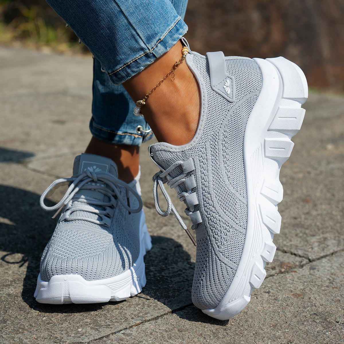 Women'S Breathable Knit Sneakers - Lightweight, Comfortable Low-Top Running Shoes with Soft Sole for All Seasons