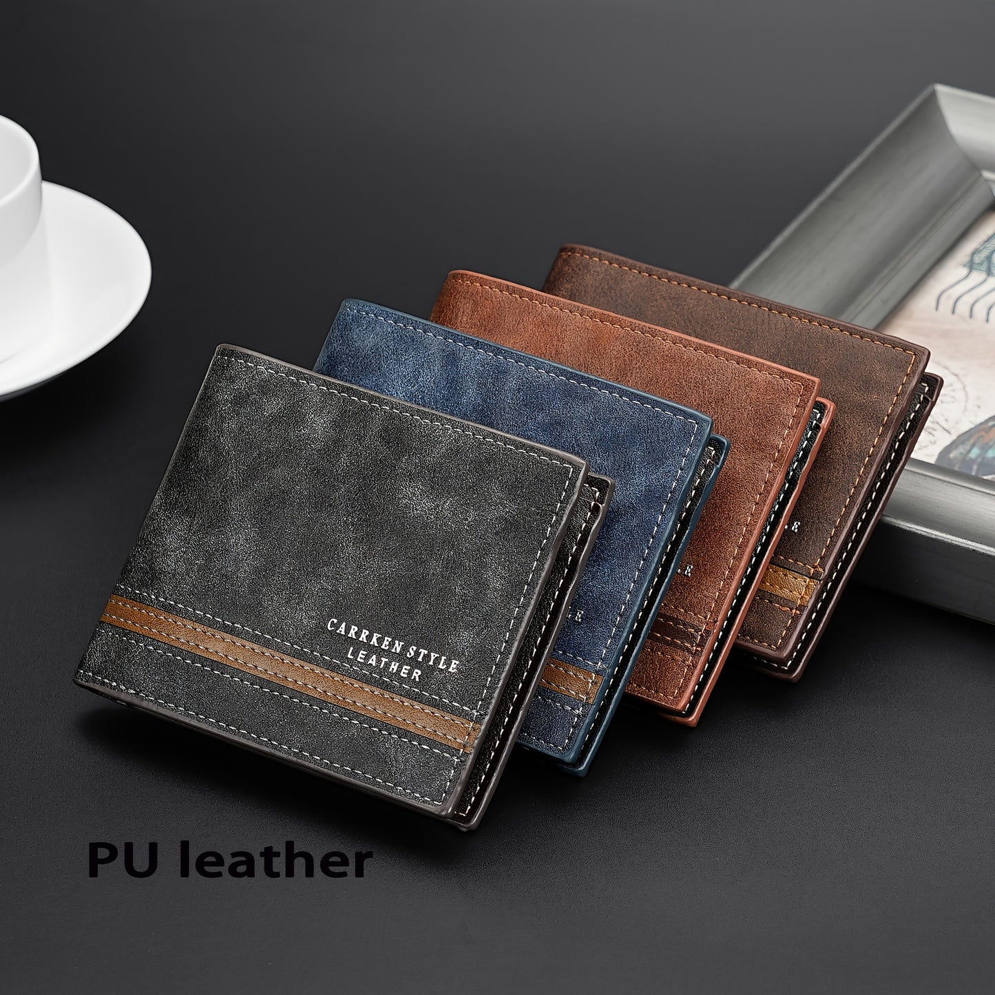 1pc Men's Short Wallet, Fashion Horizontal Multi-card Slots Zipper Coin Purse