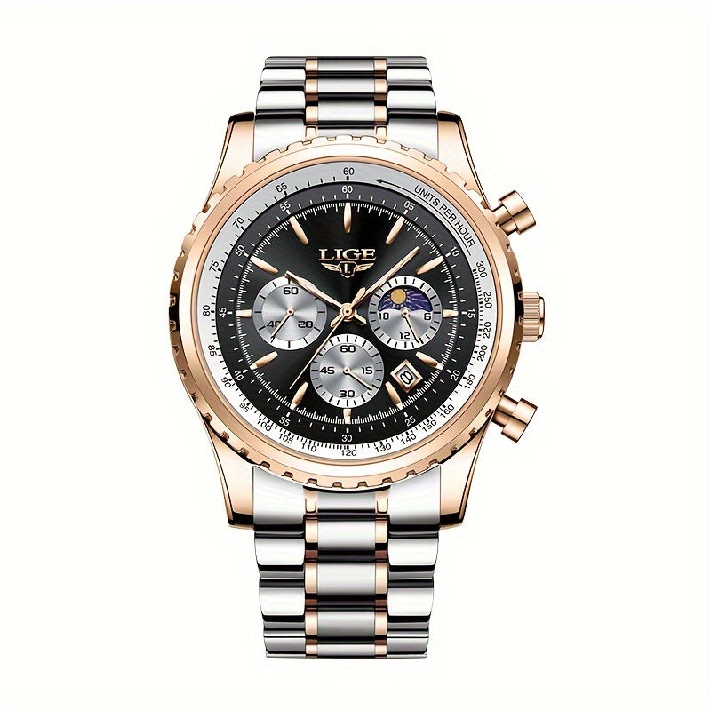 LIGE Top Brand Luxury New Quartz Watch for Women, Luminous Fashion Timepiece for Ladies, Date Chronograph Sports Wristwatch, Men'S Watch