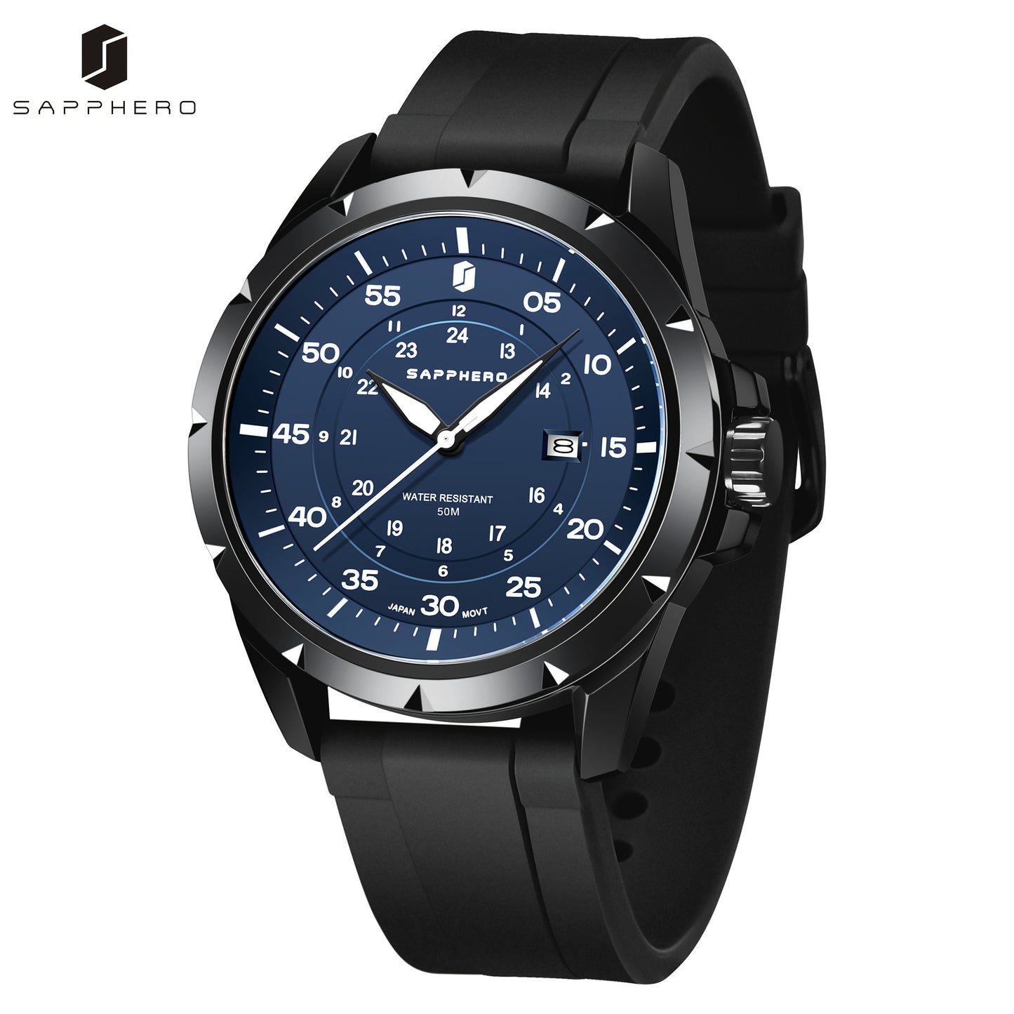 SAPPHERO Men's Luxury Watch - Stainless Steel Case & Band, 50m Waterproof, Analog Display with Date Window, Everyday & Formal Watch for Swimming, Business, Gifts - Affordable Luxury Wristwatch, Business Wristwatch, Sporty Ele