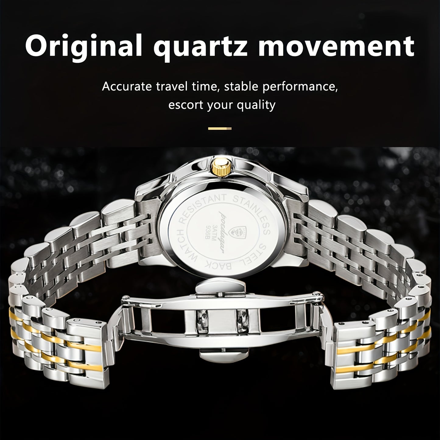 POEDAGAR Men&Women&Apos;S Calendar Week Luminous Stainless Steel Watch - Trendy Casual Quartz Wristwatch with Blue Dial, Roman Numerals, And Date Display, Ideal Gift for Sports Enthusiasts, Casual Wear Watch | Trendy Casual W