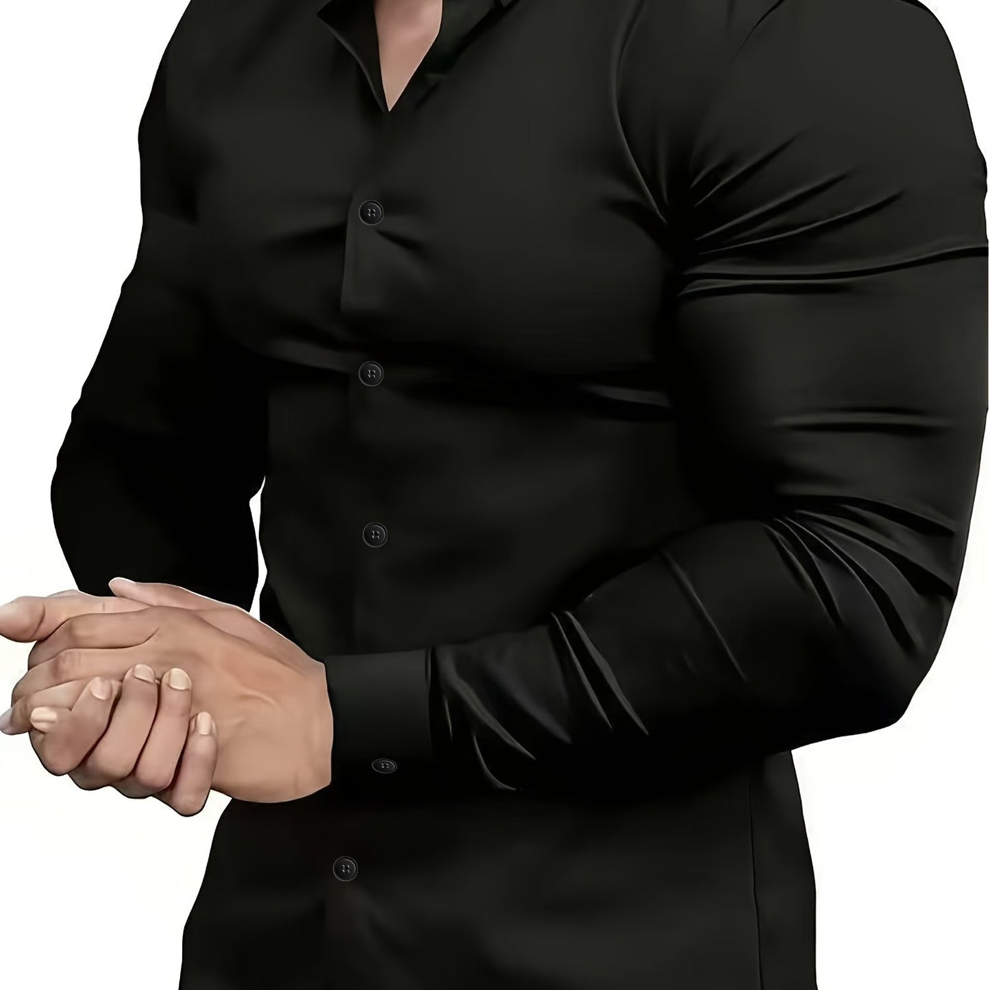 Men's Classic Solid Color Long Sleeve Dress Shirt - Regular Fit Point Collar, Non-Stretch Fabric for Office, Business & Casual Wear, All-Season Versatile Wardrobe Staple, Everyday Comfort, Sleek Appearance, Easycare Material