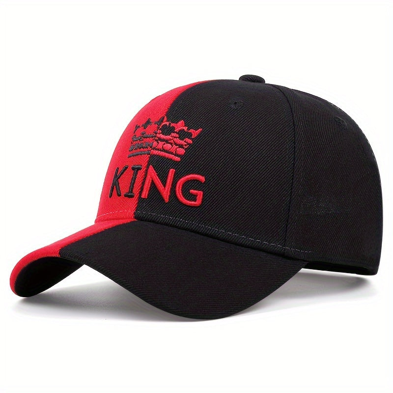 Men's KING Crown Embroidered Letter Pattern Color Block Hip-Hop Snapback Hat, Adjustable Outdoor Casual Cap