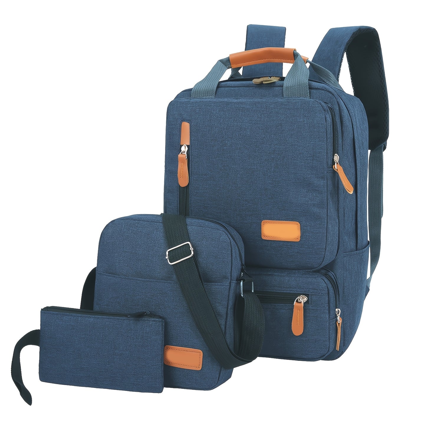 Three-Piece Set Casual Men'S Laptop Backpack Double Shoulder Bag for Outdoor Travel