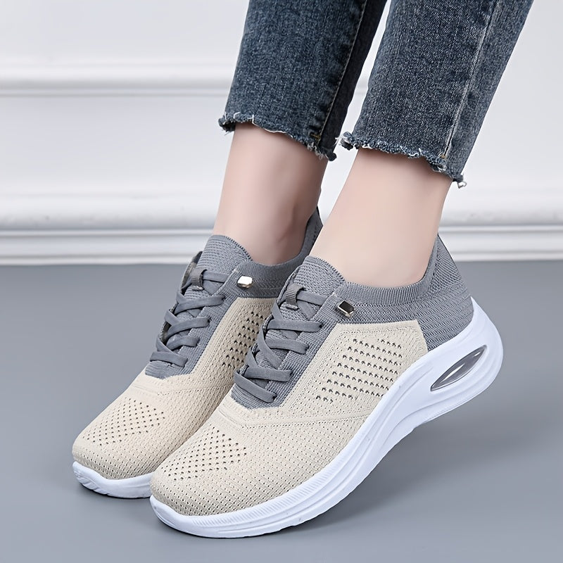 Women's Breathable Casual Running Shoes - Lace-Up Low-Top Sneakers with Fabric Upper & Durable PVC Sole, All-Season Comfort for Walking, Jogging, Casual Attire - Multi-Color Options, Ladies Sneakers
