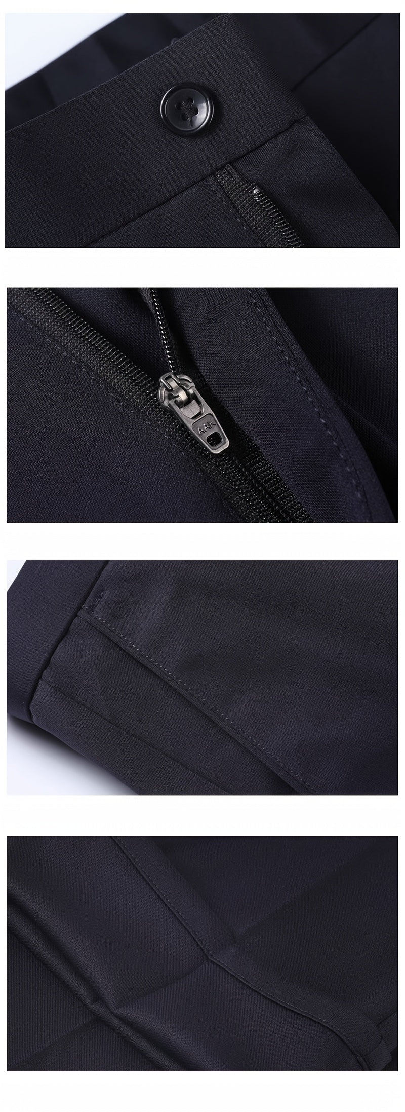 Men's Classic Straight Fit Pants - Lightweight Polyester Blend, High Waist, Button Closure, Suitable for Year-Round Wear