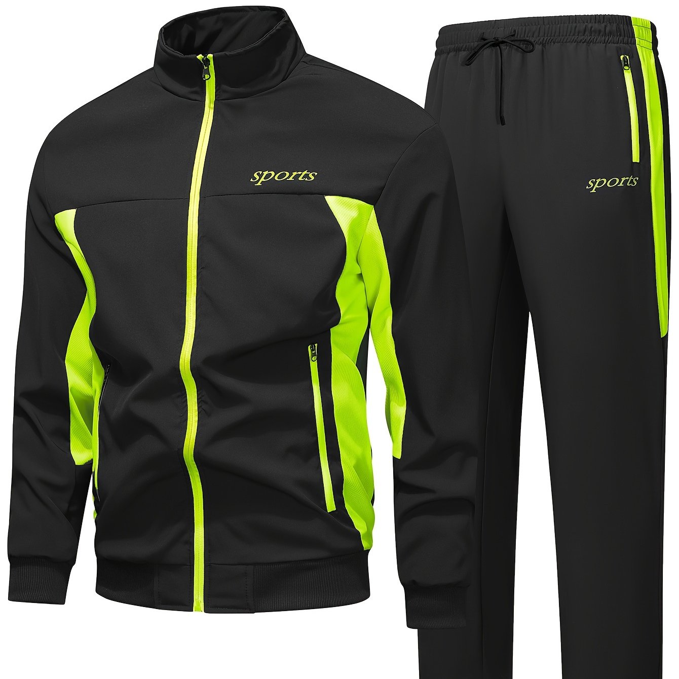 Comfortable Men's Casual Patchwork Sport Suit Jacket and Trousers Tracksuit, Streetwear Set, Casual Sportswear, Sporty Look, Stylish Tracksuit, Quality Stitching, Comfortable Fabric, Twopiece Suit, Matching Outfit, Urban Styl