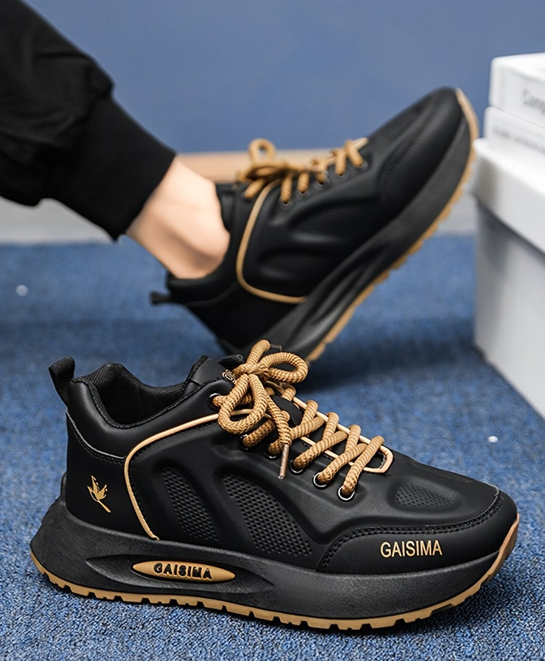 Men's Breathable Casual Sneakers - Trendy Dad Shoes with Thick Sole, Lace-Up, Mid-Top Design for Running & Fashion