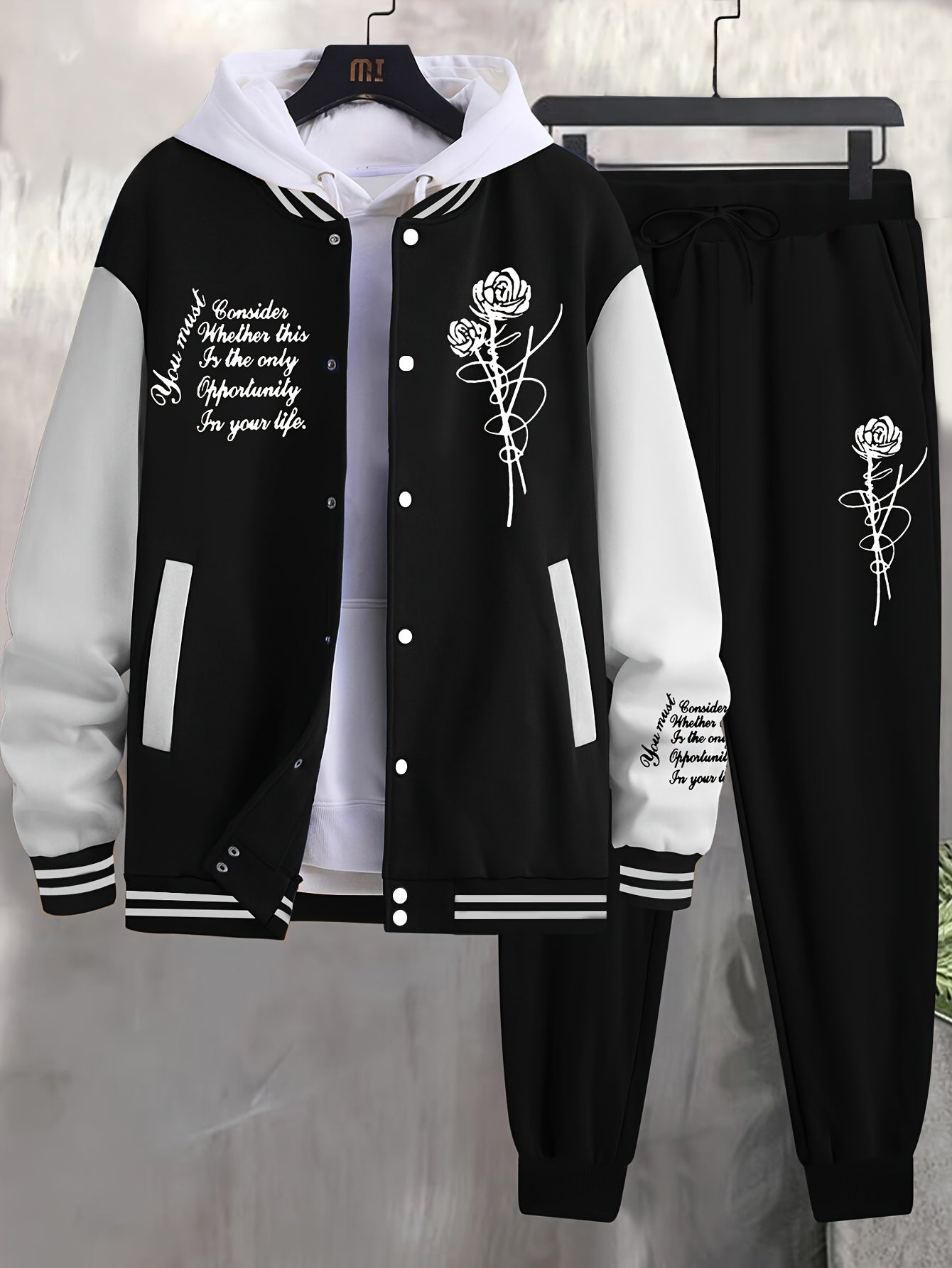 Men's Casual Sports Jacket Rose Baseball Suit - Xingfan OBM