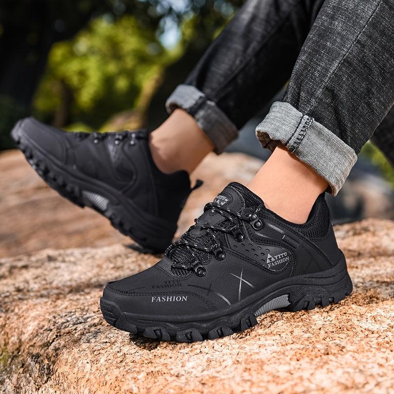 Men's Fashion Mesh Breathable Color Block Anti-skid Lace Up Hiking Shoes