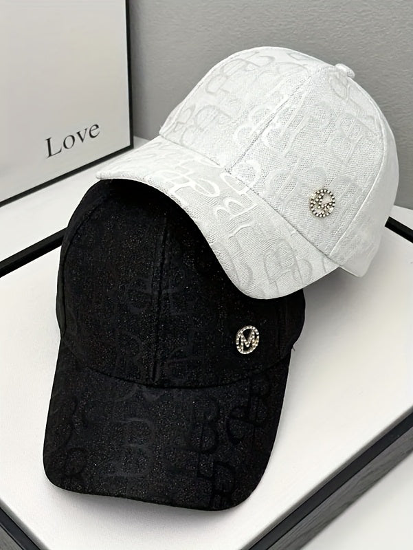 Women'S Adjustable Baseball Cap - Lightweight, Embroidered Jacquard Design, Sun Hat for Spring & Summer, Casual Fashion Trend, Daily Use, Holiday Theme, Adjustable Size