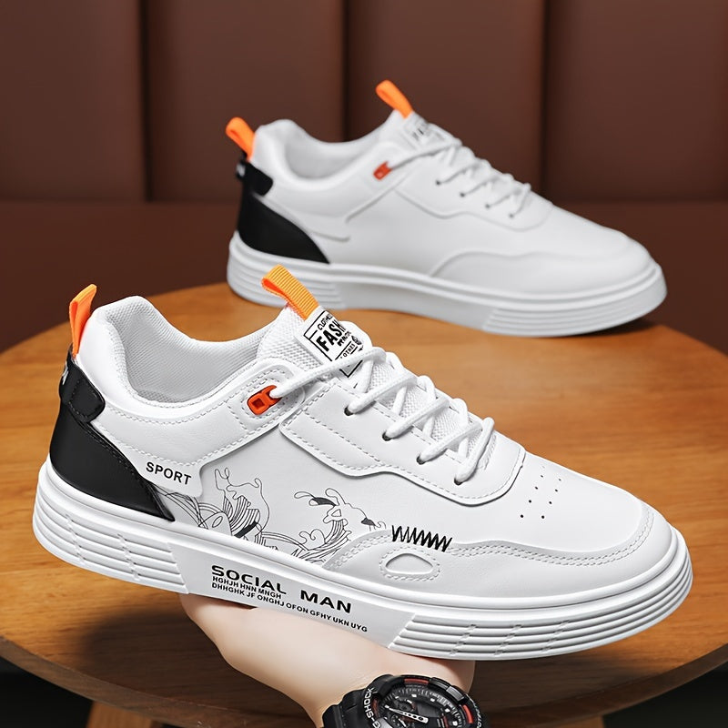 Everyday Comfort, Men's Fashionable Low-Top Skate Shoes - Comfortable, Non-Slip Casual Lace-Up Sneakers with Stylish "SPORT" Motif, Durable PU Upper & PVC Sole, Perfect for Everyday & Outdoor Activities