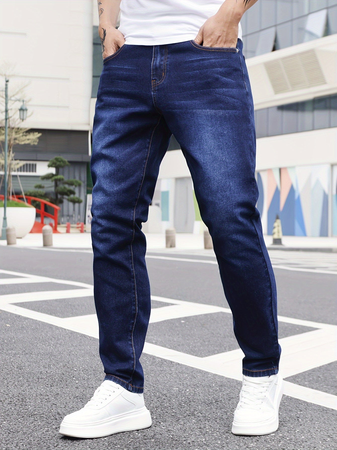 Men's Slim Fit Jeans - Rayon Blend, Stretch Denim, Solid Color, Machine Washable, Everyday Denim|Slim Fit Jeans|Rayon Blend Denim
