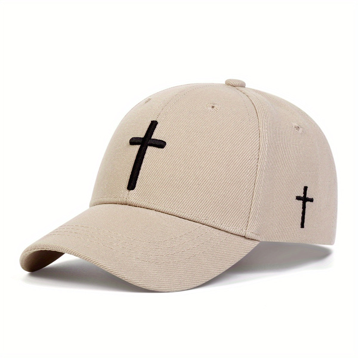 Adjustable Sun Protection Baseball Cap for Boys - Black with White Cross Design, Polyester, Fitted Closure, Ideal for Outdoor Activities, Travel, and Beach, Travel Headgear | Stylish Headgear | Adjustable Headgear