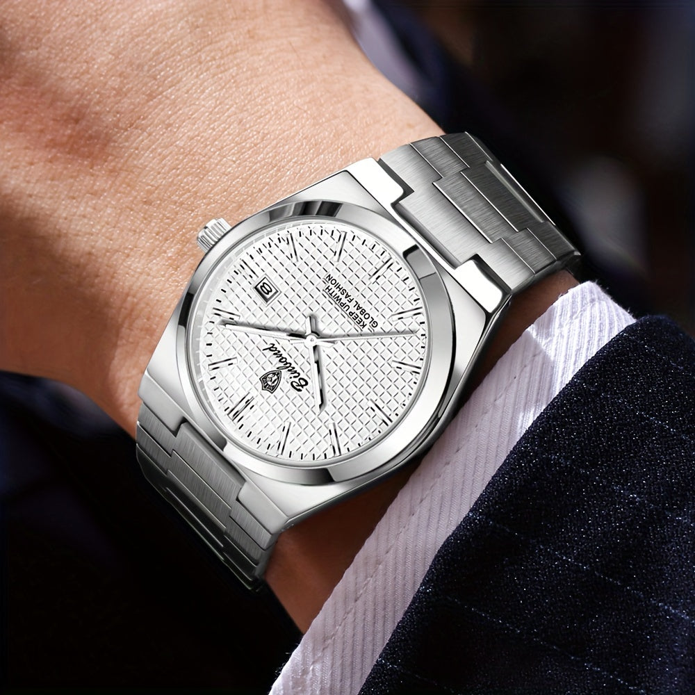 BINBOND Men's Classic Waterproof Quartz Watch with Stainless Steel Band, Luminous Dial & Date Feature - Perfect for Business or Casual Wear, Cool And Handsome Style