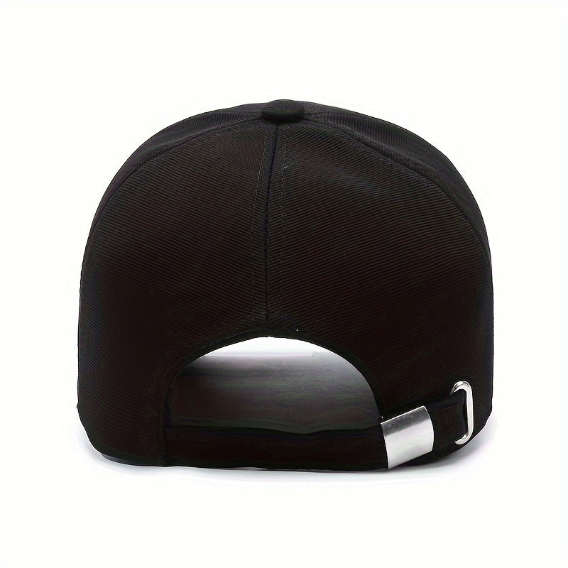 "R" Embroidered Baseball Cap - Sleek Black Dad Hat with Curved Brim, Comfortable & Breathable, Ideal for Outdoor Activities, One Size Fits All