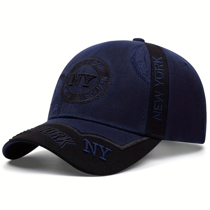 NY Logo Baseball Cap - Black & White Snapback Hat with "NEW YORK NY" Embroidery, Lightweight Polyester, Ideal for Outdoor Sports & Casual Wear, Casual Wear Cap|Logo Embroidered Cap|Machine Washable