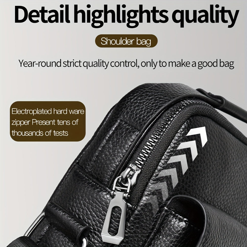 WEIXIER Men'S Set Shoulder Bag, Unisex Waist Postman Bag, Crossbody Chest Bag, Handbag, PU Fabric Multi-pocket, with Card Holder Wallet, Adjustable Detachable Shoulder Strap, Casual Commuting Bag Retro Business Texture Men'S