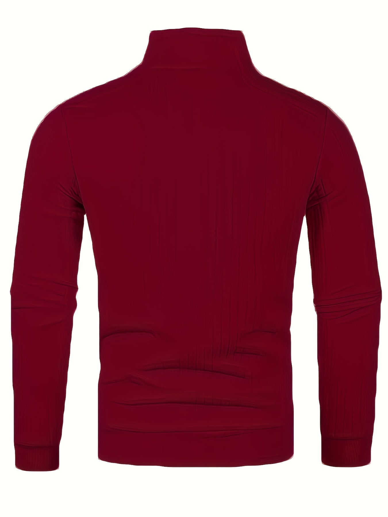Men'S Casual Polyester Sweater, Solid Color, High Neck Quarter Zip, Long-Sleeved Pullover, Regular Fit, 100% Polyester Knit Fabric, 230g/m² - Fall/Winter Essential