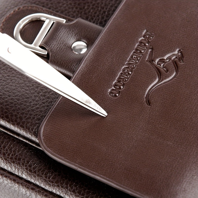 Men's Microfiber Leather Shoulder Bag Basic Style with Buckle for Daily Commute - Adjustable Strap No-Print Messenger Bag - Business Casual Crossbody Bag