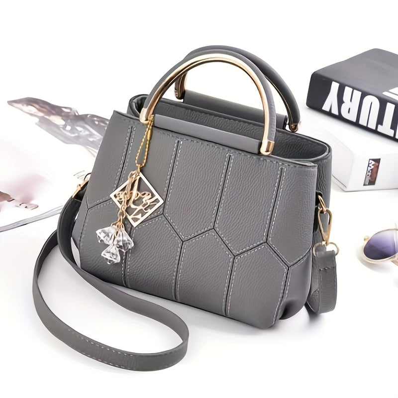 Women's Elegant Quilted Crossbody Shoulder Bag - Adjustable Strap & Golden-Tone Hardware, Dark Green & Golden-Tone Handbag with Zipper Closure, Versatile for Casual & Formal Occasions, Everyday Accessory, Chic Accessory, Refi