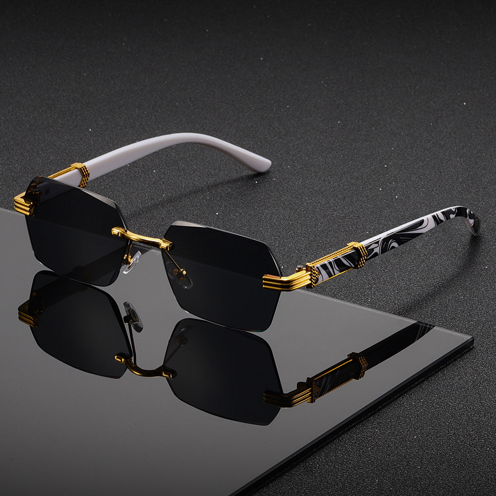 A New Stylish Pair of Men'S Glasses with a High-End Business Feel, Featuring Diamond-Cut Edges And a Fashionable Frameless Design.