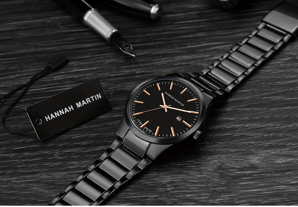 Fashion Casual Watch, Classic Simple Black Calendar Quartz Movement Stainless Steel Strap, Suitable For Daily Outdoor Leisure Business Men's Watch