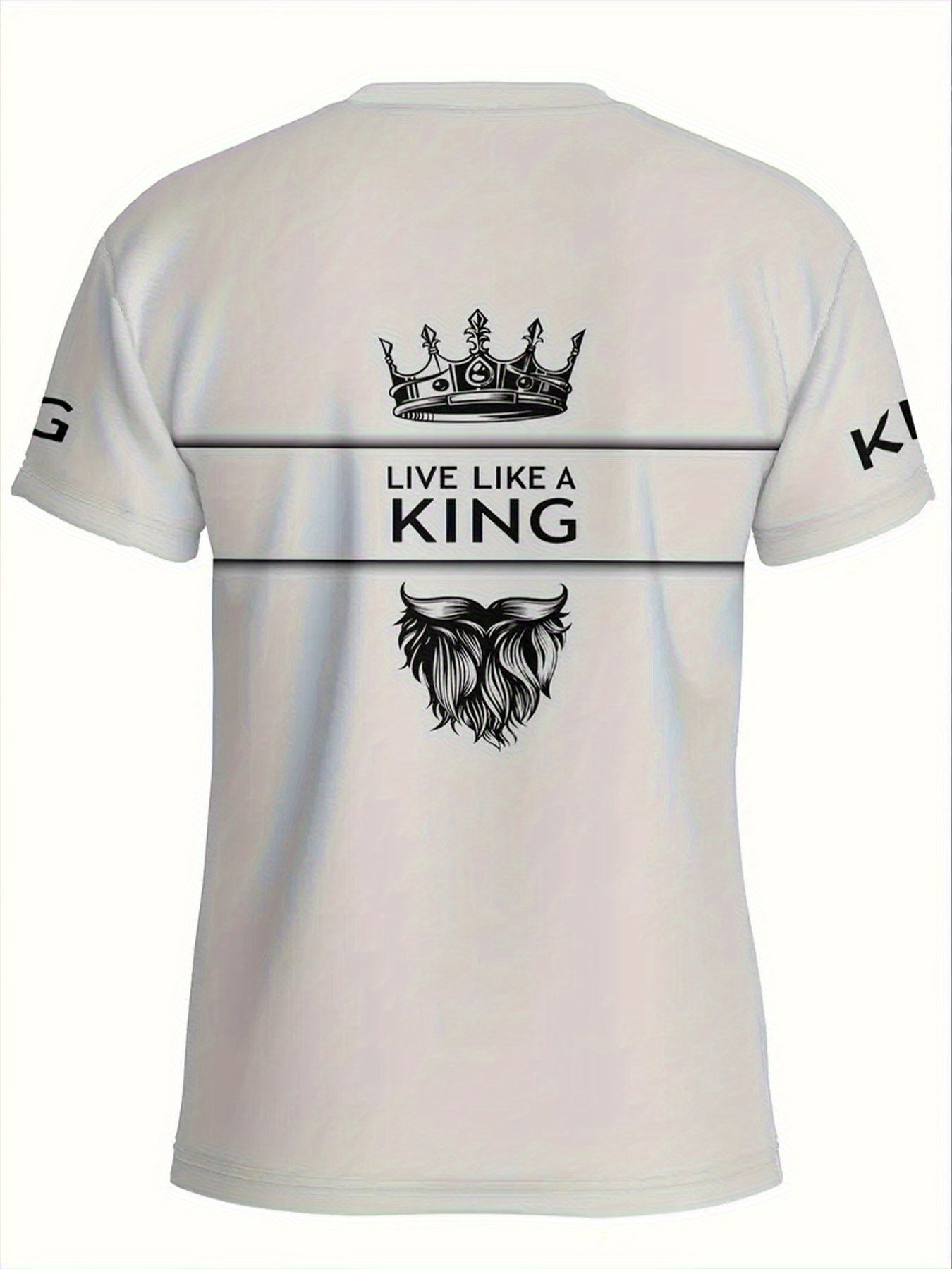Men'S Casual Short Sleeve T-Shirt - Breathable Summer Tee with Crown & Wings Graphic, Regular Fit Round Neck, Lightweight Comfort for Casual Attire, Comfortable Clothing | Stylish Casualwear | Breathable Fabric