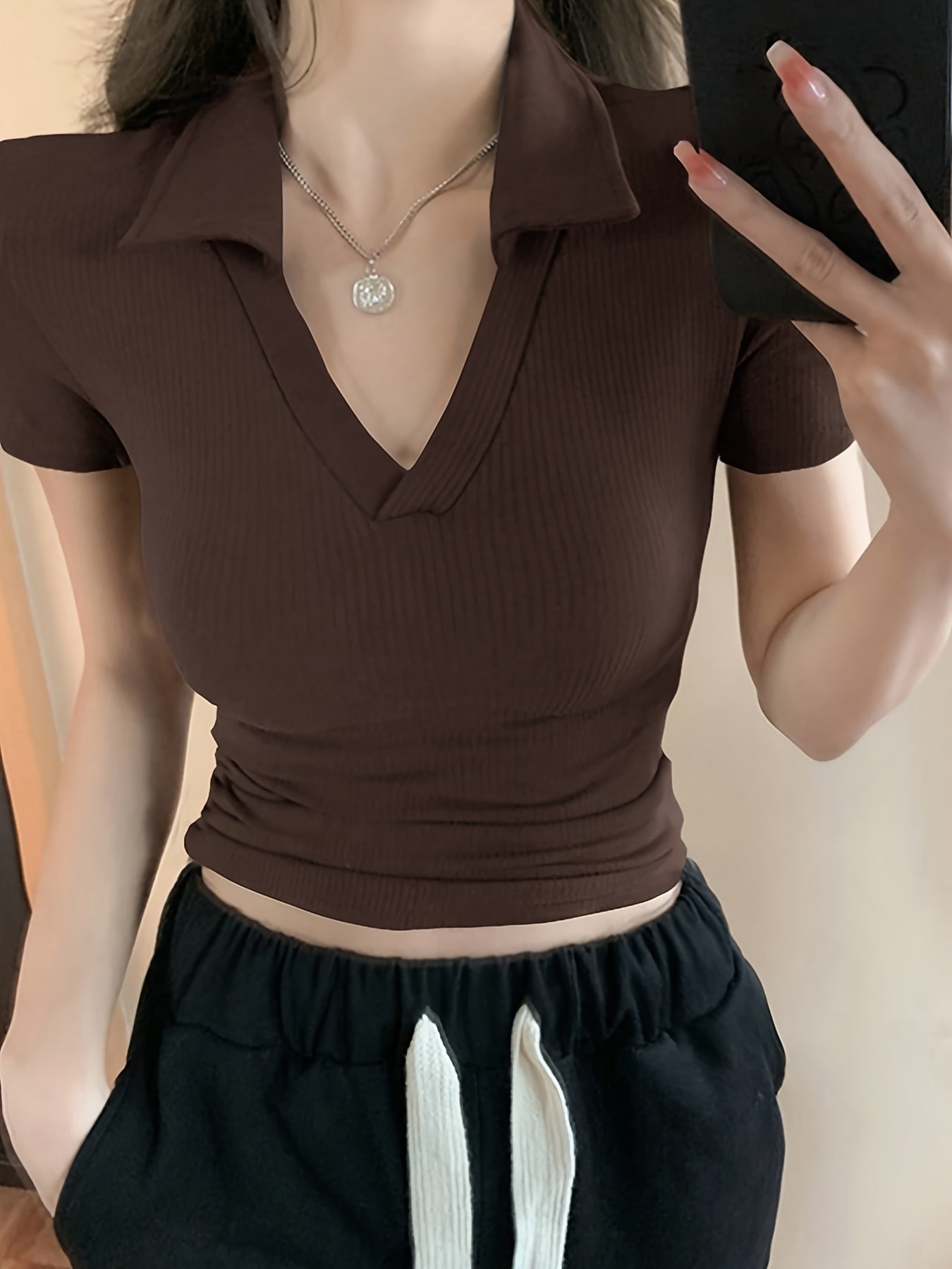 OM207 Women's Slim Fit Short Sleeve Shirt, Solid Color