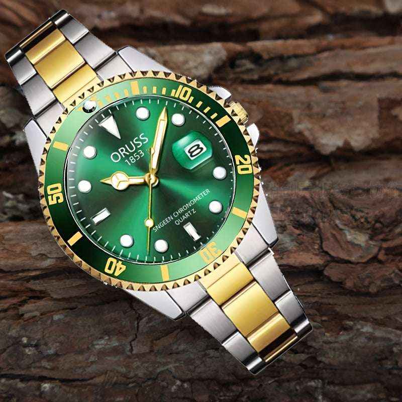 Authentic New Style Temperament Golden Watch Calendar Watch Men's Watch Men's Watch Korean Version Trendy Model