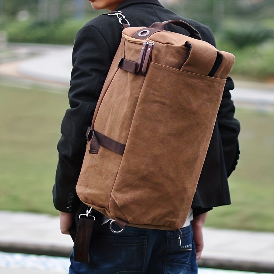 Men's Large Capacity Travel Backpack - Heavy-Duty Backpack with Multiple Compartments, Padded Shoulder Straps & Secure Buckles - Brown Backpack for Business, School, Backpacking - Urban Streetstyle Daypack
